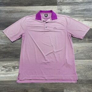 Footjoy Fox Meadow Purple Horizontal Striped Mens M Stretch Golfer Polo‎ Shirt